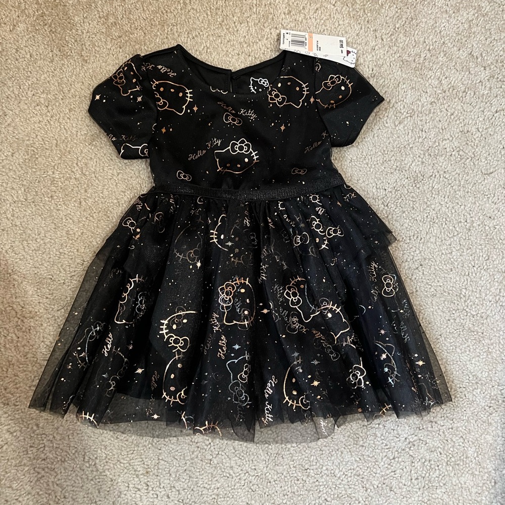 Formal Hello Kitty black and gold dress. Tulle.